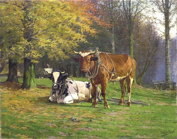 Cows At Rest Oil Painting by Adolphe Jacobs