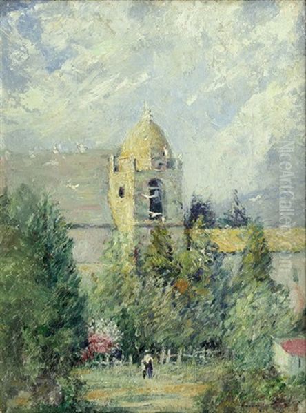 Distant Cathedral Oil Painting by Hobart B. Jacobs