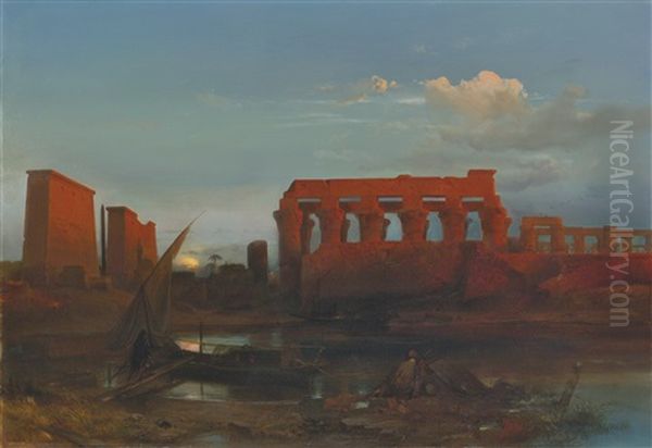 The Temple Of Luxor Oil Painting by Jacob Jacobs