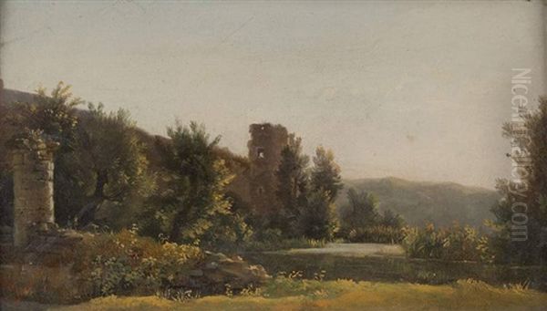 Etangs Sur Fond De Ruines Oil Painting by Jacob Jacobs