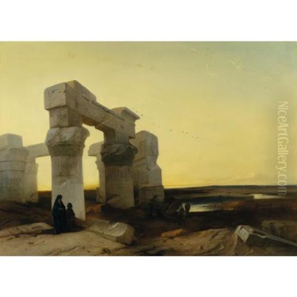 Amidst Egyptian Ruins Oil Painting by Jacob Jacobs