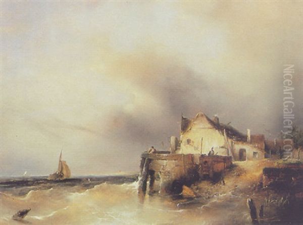 House At The Coast Oil Painting by Jacob Jacobs