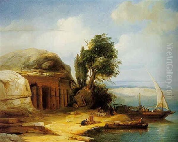 On The Banks Of The River Nile Oil Painting by Jacob Jacobs