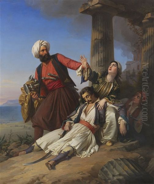 Szene Aus Dem Griechischen Freiheitskampf Oil Painting by Paul Emil Jacobs