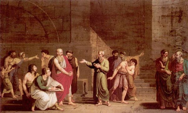 The Death Of Socrates Oil Painting by Pierre Francois Jacobs