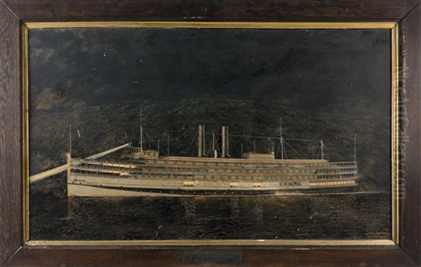 The Hudson River Paddlewheel Steamer C.w. Morse Oil Painting by Antonio Jacobsen