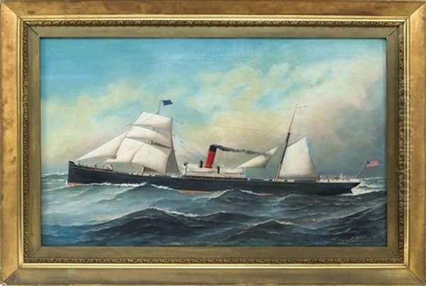 The S.s. Mineola At Sea Oil Painting by Antonio Jacobsen