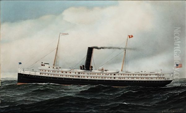 The Steamer John Englis Oil Painting by Antonio Jacobsen