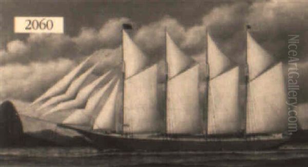 Schooner Perry Setzer Oil Painting by Carl Gustav Ludvig Jacobsen