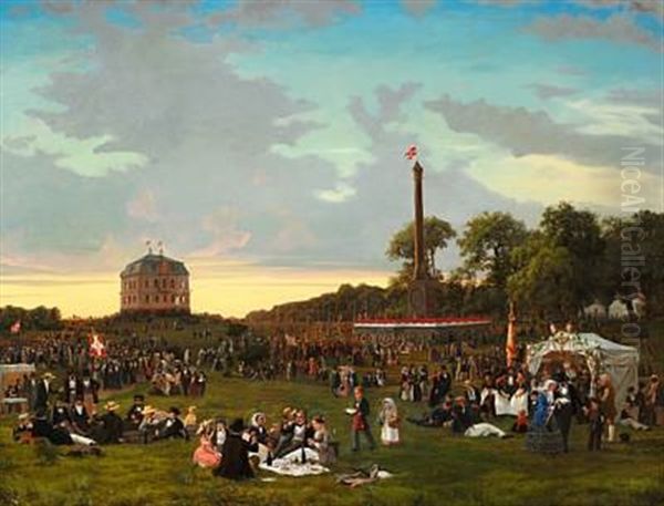 Grundlovsfesten Paa Eremitageplainen D. 5. Juni 1854 Oil Painting by David Jacobsen