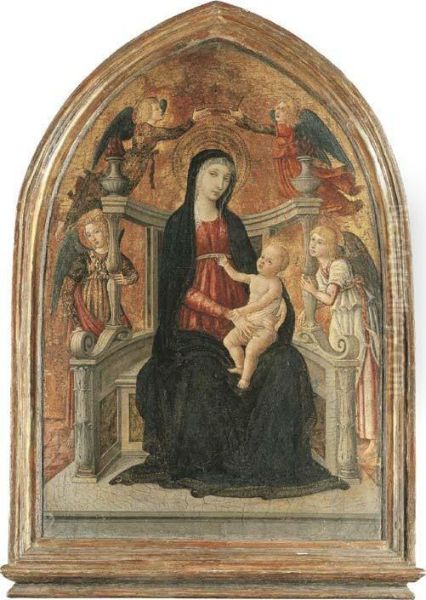 The Madonna And Child Enthroned With Angels Oil Painting by Bartolomeo Di Giovanni