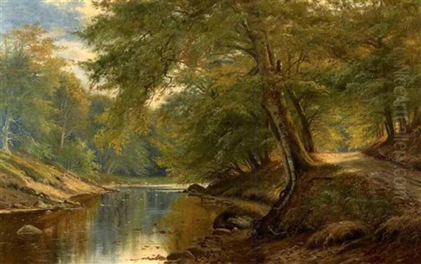 Idyllische Bachlandschaft Oil Painting by Sophus Jacobsen