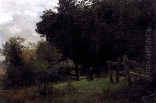 Et Gjerde I Skogen Oil Painting by Sophus Jacobsen