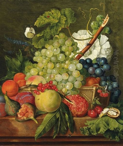 Fruchtestillleben Mit Insekten Oil Painting by Jacob Jacobson