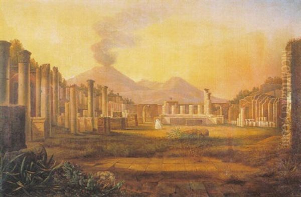 Das Grose Forum Mit Dem Herkulestempel Zu Pompeji Oil Painting by Jacob Jacobson