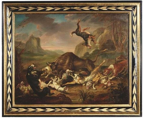 Jagdhunde Im Kampf Mit Einem Stier Oil Painting by Juriaen Jacobsz