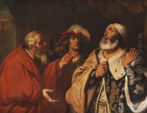 King David Rebuked By The Prophet Nathan Oil Painting by Lambert Jacobsz