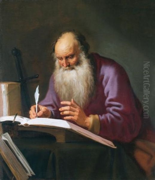 Saint Paul The Hermit Writing In His Study Oil Painting by Lambert Jacobsz