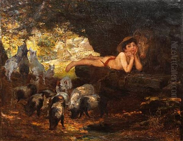 The Little Swine Herd Oil Painting by George Percy R. E. Jacomb-Hood