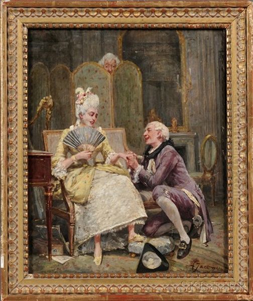 A Not-so-private Moment Oil Painting by (Alfred Louis Vigny) Jacomin