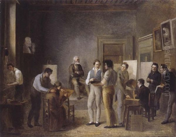 La Classe De Peinture Des Beaux-arts A L'ecole De Lyon Oil Painting by Jean Marie Jacomin