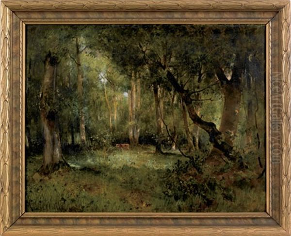 Untitled (wooded Landscape) Oil Painting by Marie Ferdinand Jacomin