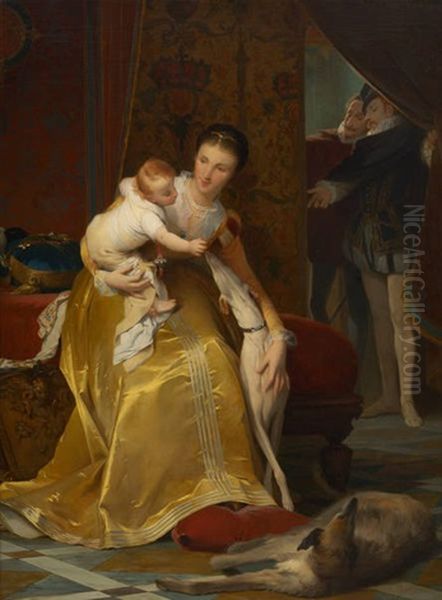 La Presentation De L'enfant, Entoure De Levriers Oil Painting by Joseph Jacops