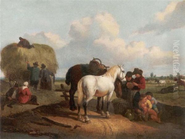 Bauern Mit Ihren Pferden Auf Dem Feld Oil Painting by Joseph Jacops