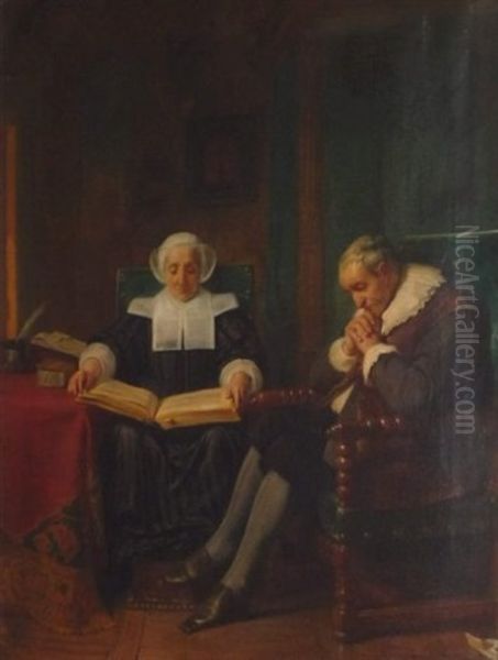 La Lecture Oil Painting by Claudius Jacquand