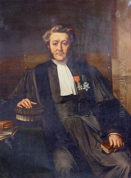 Portrait De Theodore Rouze, President Du Tribunal De Commerce De Lille Oil Painting by Claudius Jacquand