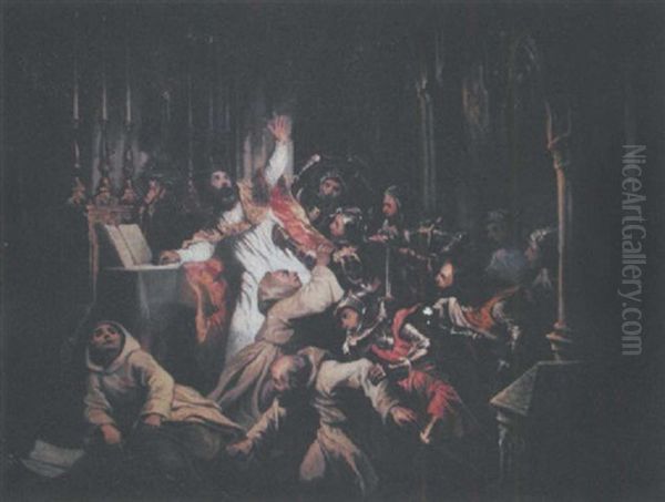 L'assassinat De Thomas More Oil Painting by Claudius Jacquand