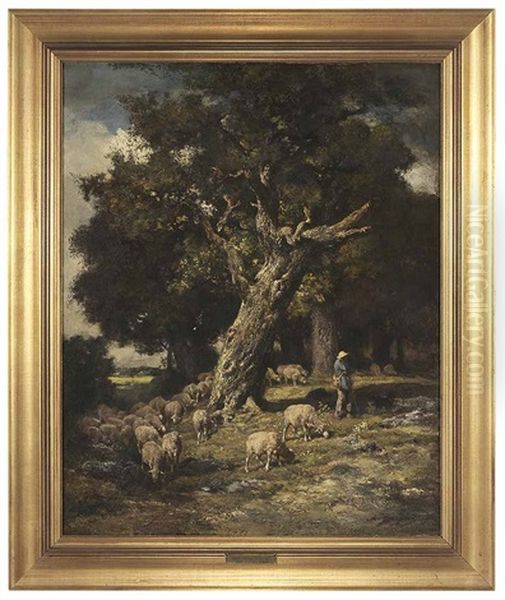 Under The Old Oak Oil Painting by Charles Emile Jacque