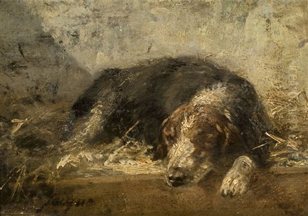 Schlafender Hund Oil Painting by Charles Emile Jacque