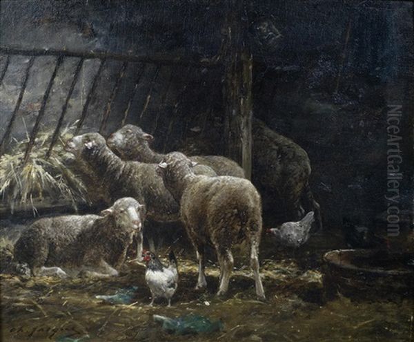 Barn Life by Charles Emile Jacque