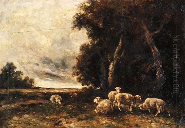 Landschaft Mit Schafen Oil Painting by Charles Emile Jacque