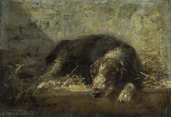 Schlafender Hund Oil Painting by Charles Emile Jacque