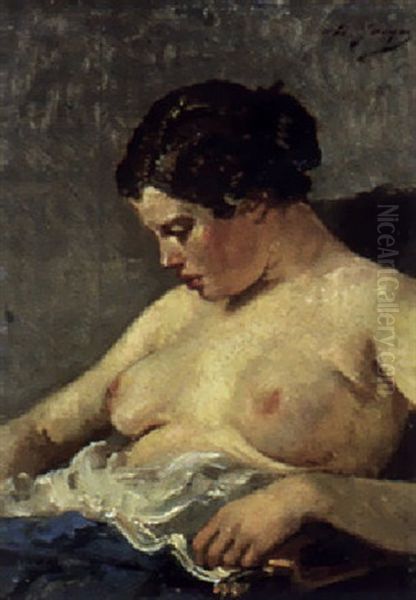 Une Femme Oil Painting by Charles Emile Jacque