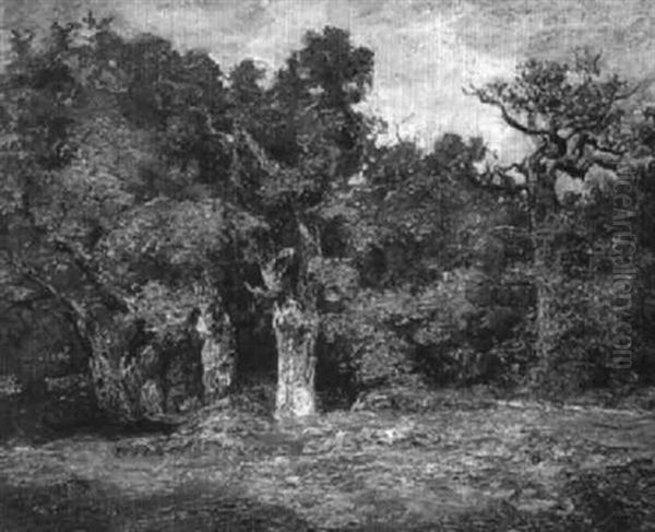 En Foret De Fontainebleau by Charles Emile Jacque