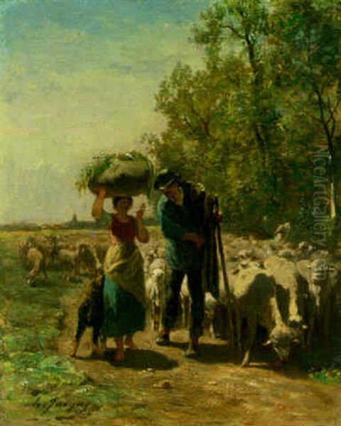 A Pleasant Conversation Oil Painting by Charles Emile Jacque