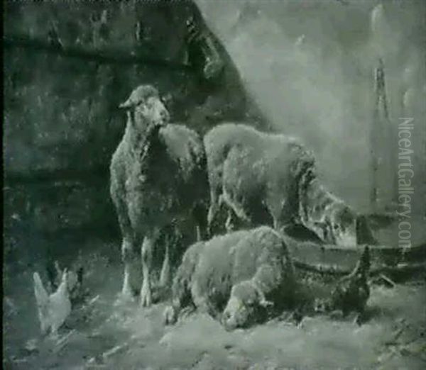 The Sheep Pen Oil Painting by Charles Emile Jacque