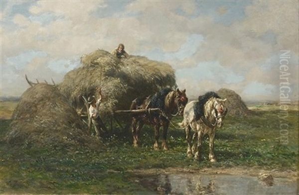 Bei Der Heuernte Oil Painting by Emile Jacque