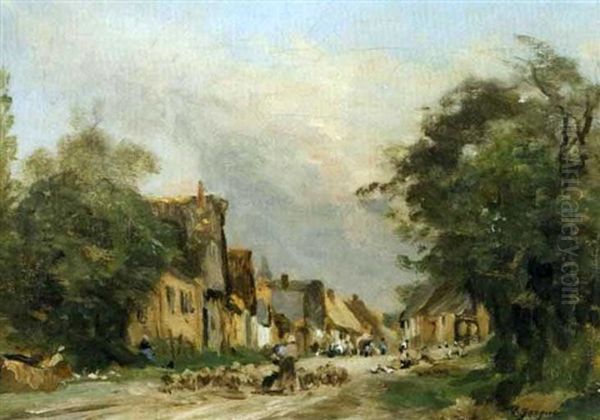 Le Grande Rue A Barbizon by Emile Jacque