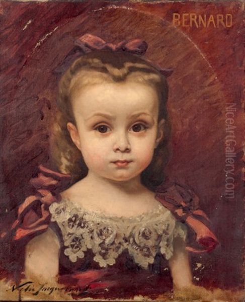 Portrait De Petite Fille Oil Painting by Nelie Barbe Hyacinthe Jacquemart