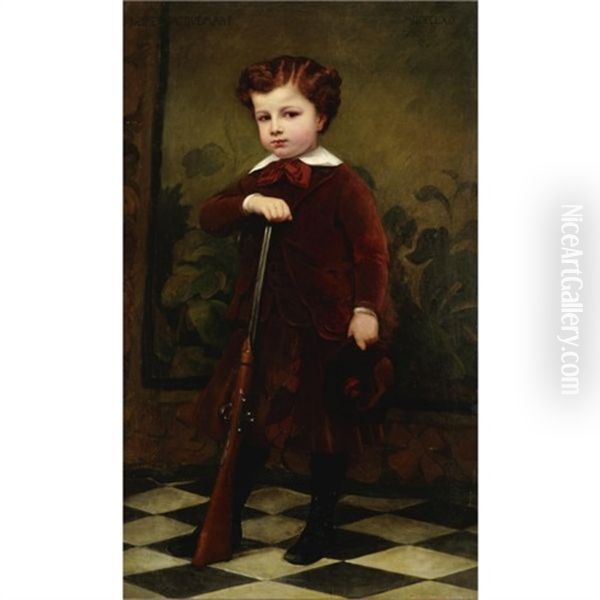 Portrait Of Young Hunter Oil Painting by Nelie Barbe Hyacinthe Jacquemart