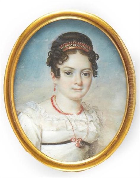 Portrait De Jeune Femme Oil Painting by Nicolas Jacques