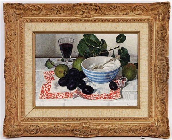 Nature Morte Aux Prunes Oil Painting by Pierre Jacques