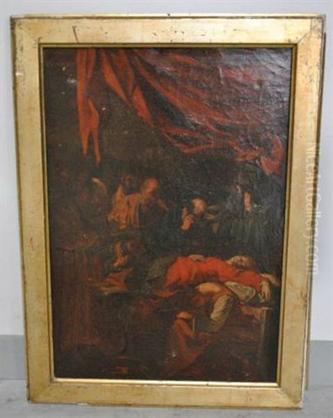 La Mort De La Vierge, Esquisse D'apres Caravage (sketch After Caravaggio) Oil Painting by Louis Jacquesson de La Chevreuse