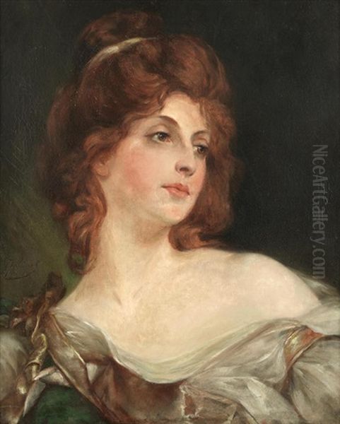 Portrait Of A Lady, Said To Be Madame La Marquise D'estrees (according To Later Inscription On The Stretcher) Oil Painting by Gustave Jean Jacquet