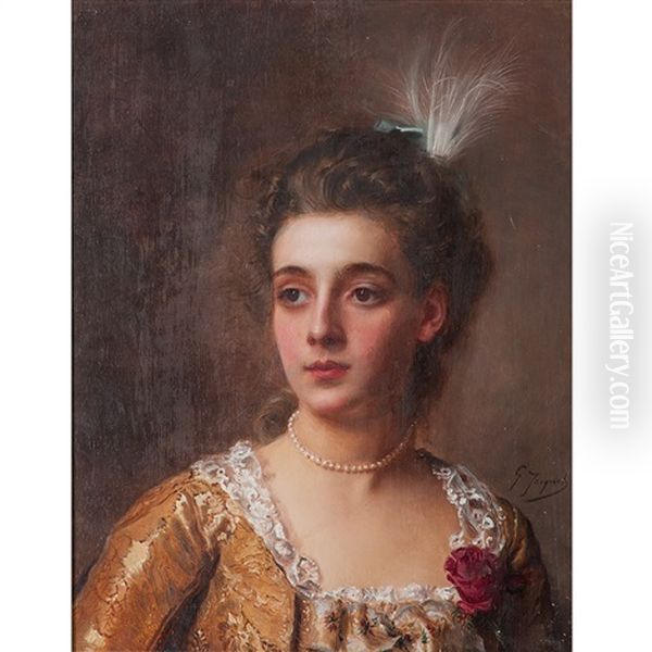 Young Woman Oil Painting by Gustave Jean Jacquet