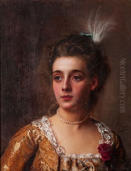 Young Woman Oil Painting by Gustave Jean Jacquet